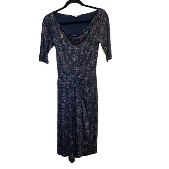 Boden US 2R Lydia Midi Dress Cowl Neck Half Sleeve Color Splash Purple WH540 - Picture 1 of 7